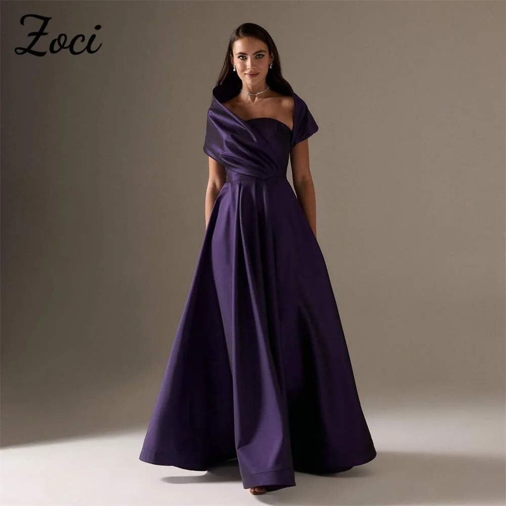 Zoci Purple A Line Satin Saudi Arabic Women Prom Dresses Pleats Off Shoulder Formal Evening Gowns Customized Special Party Dress
Zoci Purple A Line Satin Saudi Arabic Women Prom Dresses Pleats Off Shoulder Formal Evening Gowns Customized Special Party Dress