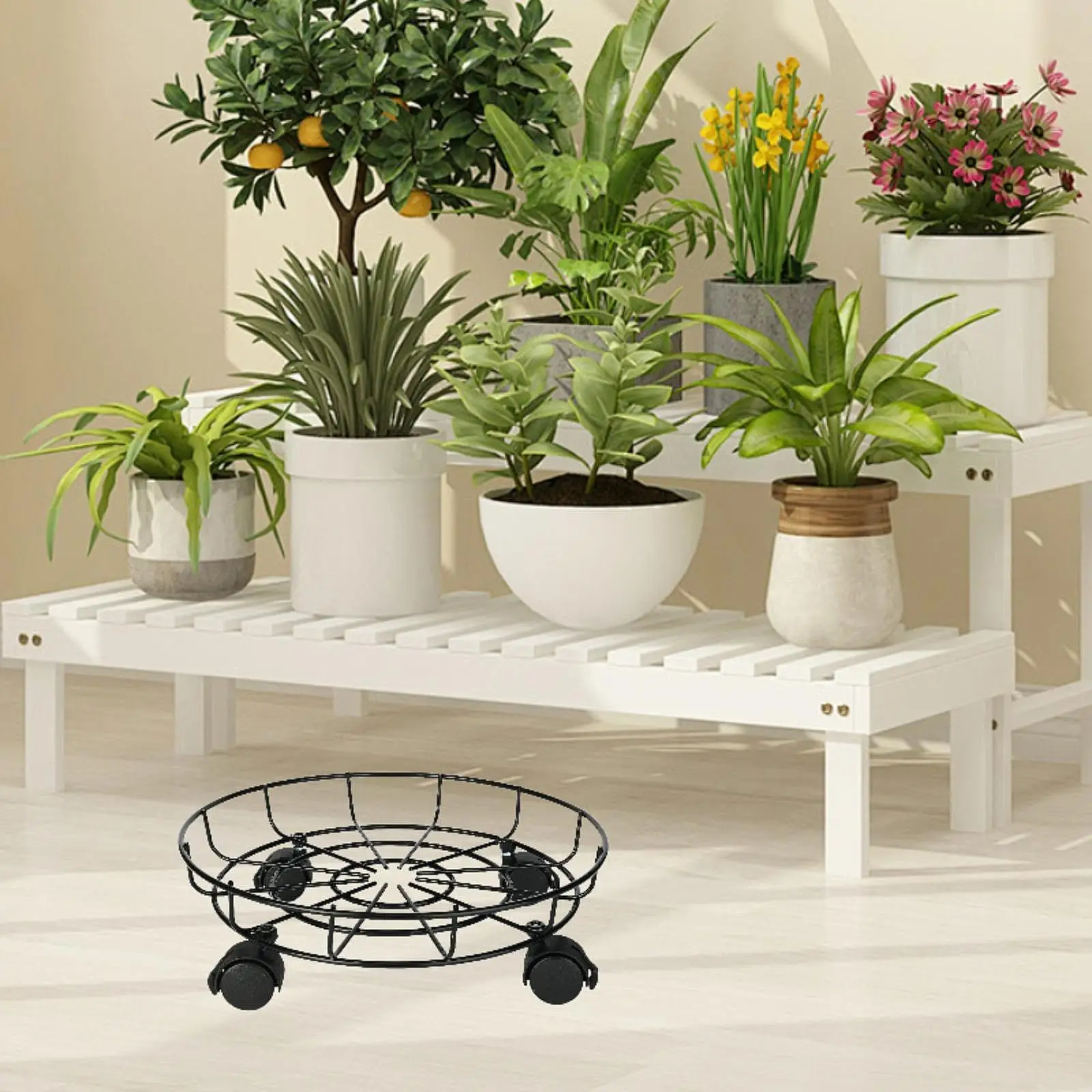 Plant Stand with Wheels Removable Versatile Portable Accessories Flower Pot Shelf Plant Roller for Patio Farmhouse Yard or Deck
Plant Stand with Wheels Removable Versatile Portable Accessories Flower Pot Shelf Plant Roller for Patio Farmhouse Yard or Deck