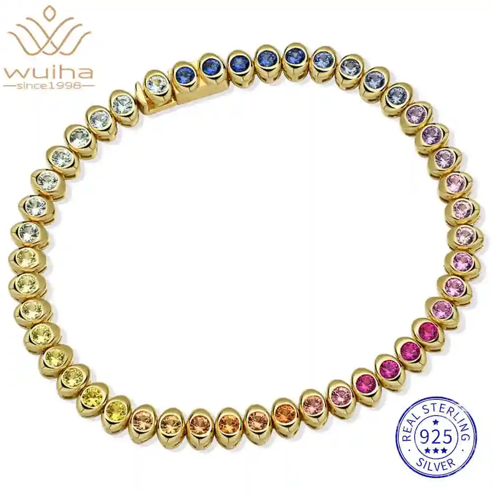 WUIHA 925 Sterling Silver Round Cut Lab Sapphire High Carbon Diamonds Gemstone Tennis Bracelet Bangle Fine Jewelry Wholesale
WUIHA 925 Sterling Silver Round Cut Lab Sapphire High Carbon Diamonds Gemstone Tennis Bracelet Bangle Fine Jewelry Wholesale