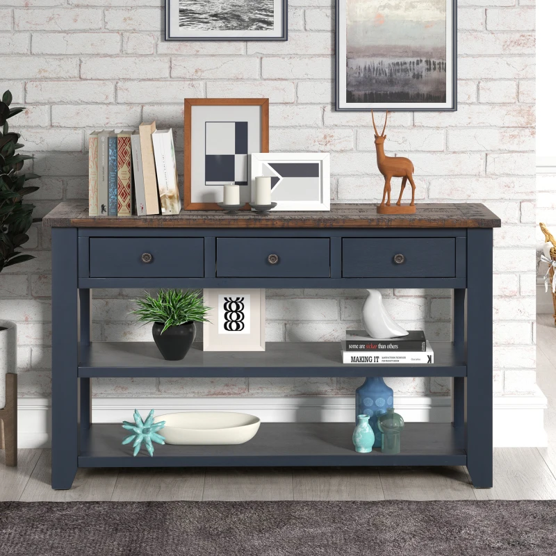 48'' Solid Pine Wood Top Console Table, Modern Entryway Sofa Side Table with 3 Storage Drawers and 2 Shelves. Easy to Assembl
48'' Solid Pine Wood Top Console Table, Modern Entryway Sofa Side Table with 3 Storage Drawers and 2 Shelves. Easy to Assembl