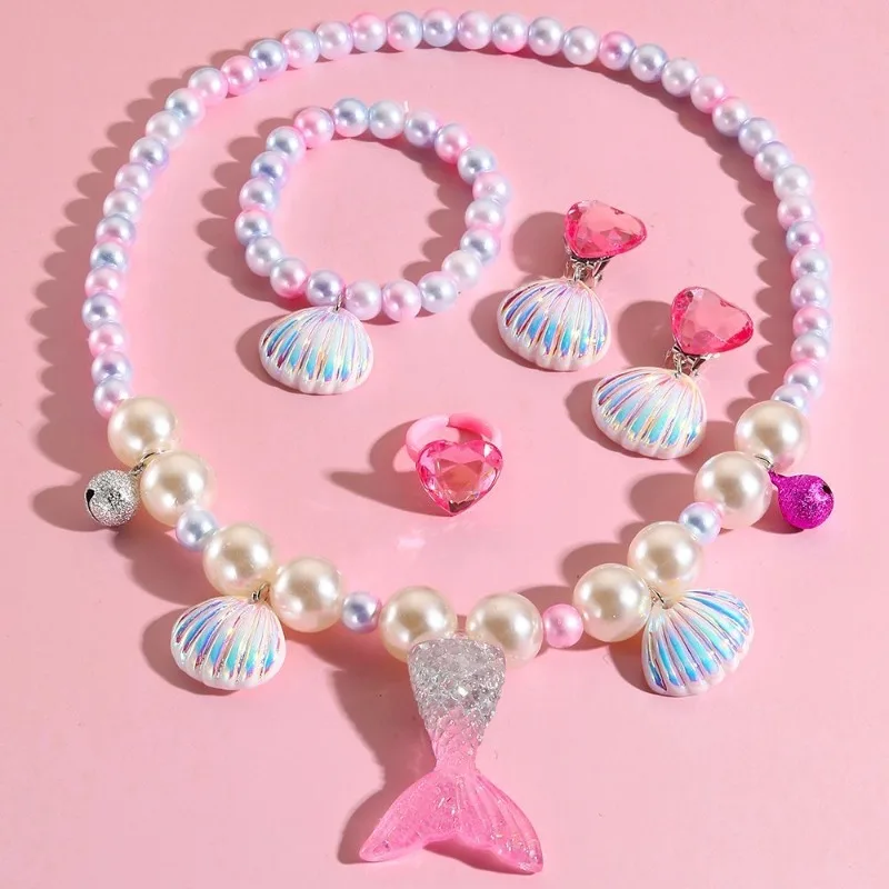 Novelty Seashell Mermaid Jewelry Set for Children Necklace Earring Bracelet Ring Set Princess Party Dress Up Girls Birthday Gift
Novelty Seashell Mermaid Jewelry Set for Children Necklace Earring Bracelet Ring Set Princess Party Dress Up Girls Birthday Gift