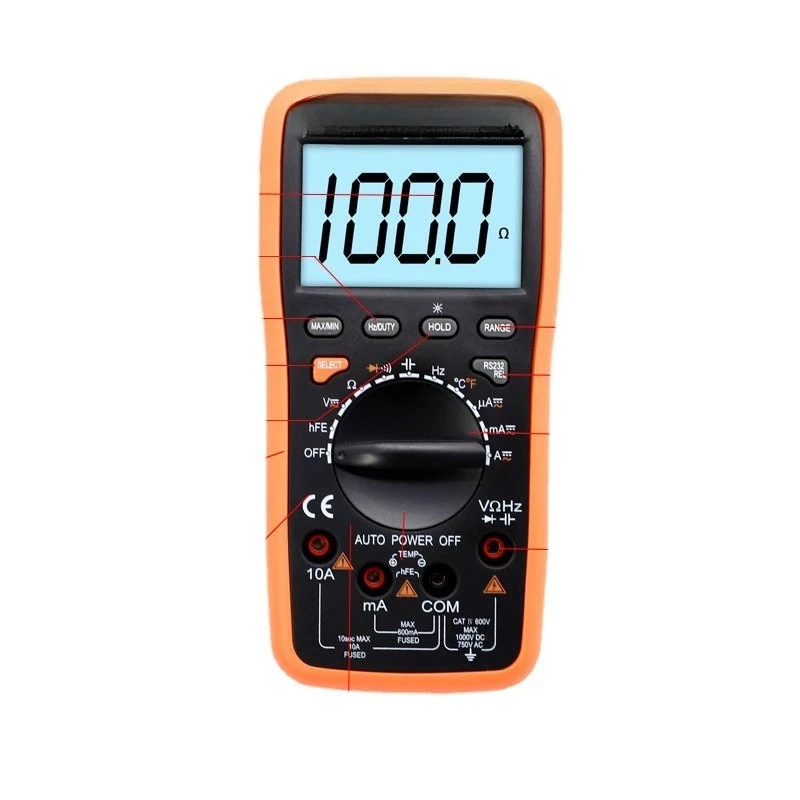 Large-range digital multimeter for electricians
Large-range digital multimeter for electricians