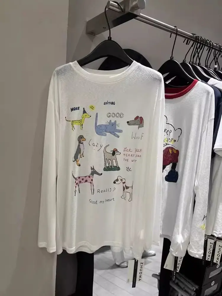 Loose Long Sleeve T-Shirt Women's Summer New Style Dongda Gate Cartoon Print Thin Sun Protection Cover up Casual Fashion
Loose Long Sleeve T-Shirt Women's Summer New Style Dongda Gate Cartoon Print Thin Sun Protection Cover up Casual Fashion