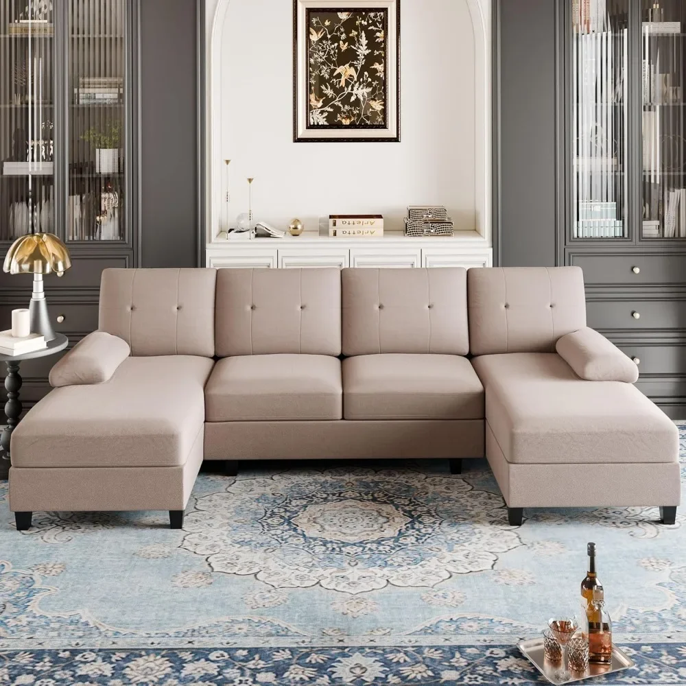 Sectional Couches Living Room U Shaped Sofa Couch with Double Chaise Living Room Furniture Sets Soft Cushion Linen Fabric
Sectional Couches Living Room U Shaped Sofa Couch with Double Chaise Living Room Furniture Sets Soft Cushion Linen Fabric