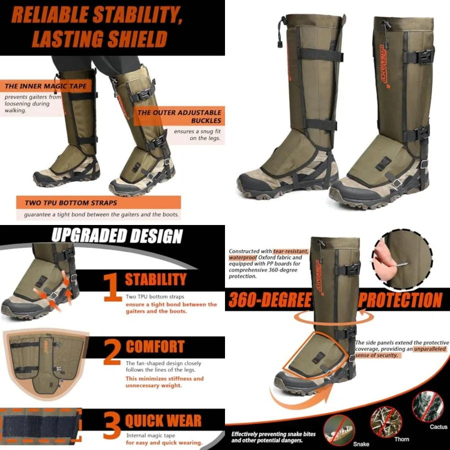 Snake Gaiters, Waterproof Snake Guard Chaps, Snake Bite Protection for Lower Legs, Adjustable Snake Proof Gaiters for Hunting/O
Snake Gaiters, Waterproof Snake Guard Chaps, Snake Bite Protection for Lower Legs, Adjustable Snake Proof Gaiters for Hunting/O