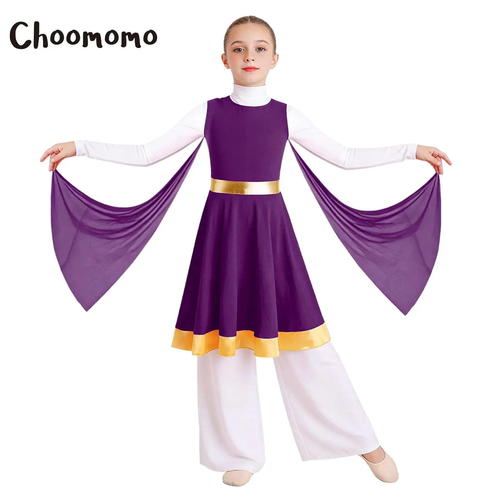 Kids Girls Liturgical Praise Dance Tunic Dress Metallic Waist Church Christian Worship Robe Contemporary Ballet Dance Costume
Kids Girls Liturgical Praise Dance Tunic Dress Metallic Waist Church Christian Worship Robe Contemporary Ballet Dance Costume