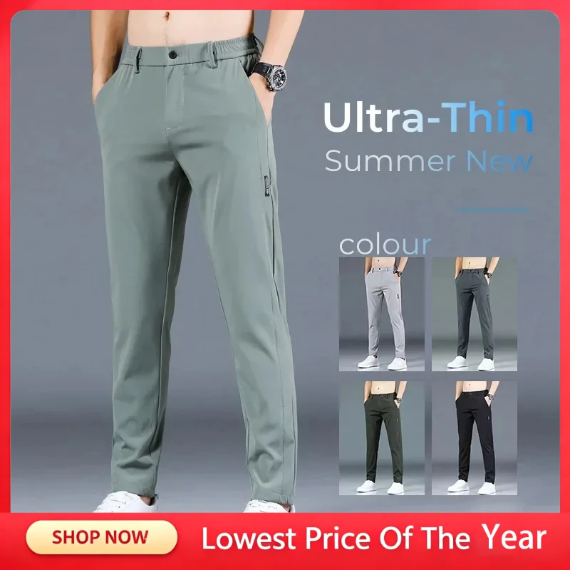 Good Quality 2026 Summer Thin Ice Silk Stretch Men's Pants Casual Elastic Waist Smooth Trouser Pants Male Brand Clothing
Good Quality 2026 Summer Thin Ice Silk Stretch Men's Pants Casual Elastic Waist Smooth Trouser Pants Male Brand Clothing