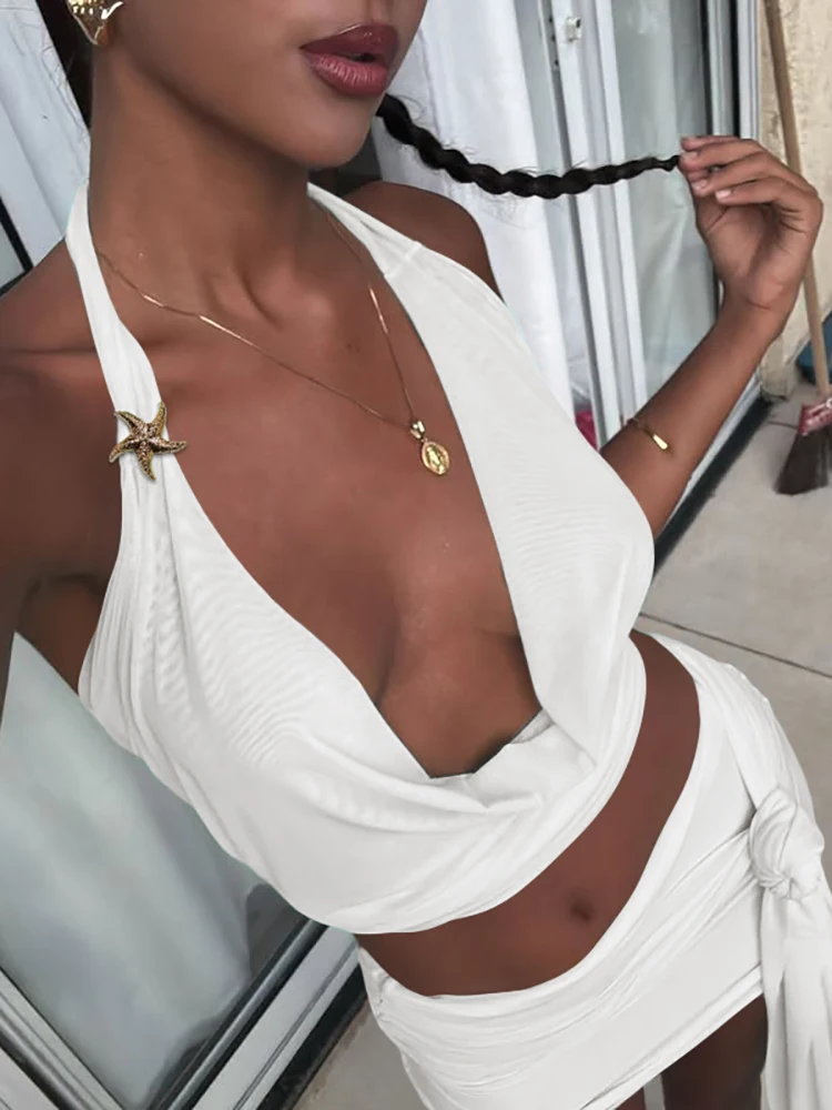 Whatiwear Y2K Style Fashion 2 Piece Set Women Halter Swing Collar Starfish Tank Tops+Ruched Bandage Ribbon Skirts Elegant Suits
Whatiwear Y2K Style Fashion 2 Piece Set Women Halter Swing Collar Starfish Tank Tops+Ruched Bandage Ribbon Skirts Elegant Suits