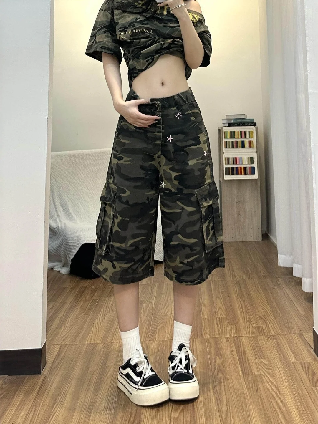American High Street Camouflage Workwear Seven-Quarter Jeans Women Summer plus Size Loose Slimming Casual Wide Leg Mid-Pants
American High Street Camouflage Workwear Seven-Quarter Jeans Women Summer plus Size Loose Slimming Casual Wide Leg Mid-Pants