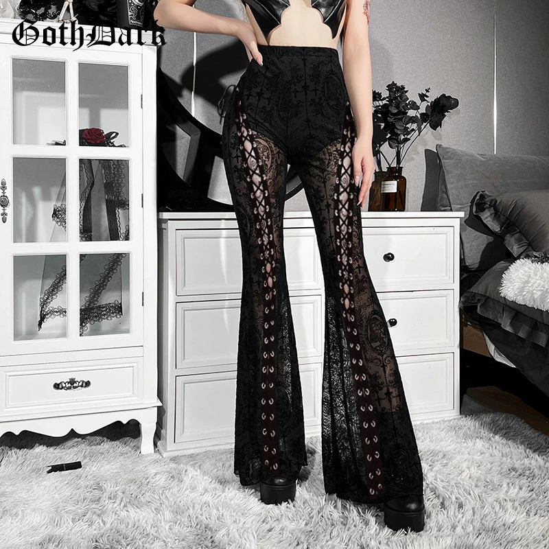 Goth Dark Mall Goth Flocking Corn Bandage Long Pants Y2K Grunge High Waist Mesh Sheer Flare Pant Women Basic Streetwear Trousers
Goth Dark Mall Goth Flocking Corn Bandage Long Pants Y2K Grunge High Waist Mesh Sheer Flare Pant Women Basic Streetwear Trousers
