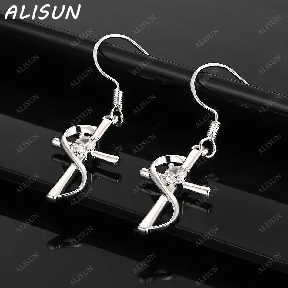ALISUN 925 Sterling Silver Zircons Cross Earrings Drop Earrings For Women Fashion Jewelry Charm Grace Noble Wedding Accessories
ALISUN 925 Sterling Silver Zircons Cross Earrings Drop Earrings For Women Fashion Jewelry Charm Grace Noble Wedding Accessories