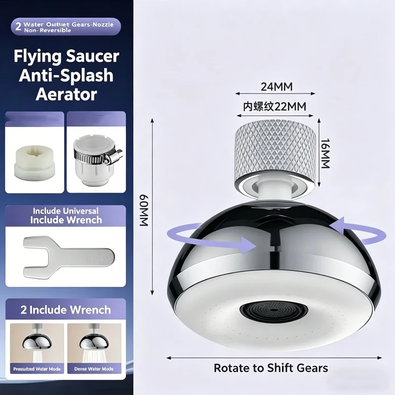 Universal Kitchen Sink Tap Aerator Anti-Splash Water Filter Nozzle for Cold/Hot Water 360° Swivel Sprayer for Washing Dishes
Universal Kitchen Sink Tap Aerator Anti-Splash Water Filter Nozzle for Cold/Hot Water 360° Swivel Sprayer for Washing Dishes