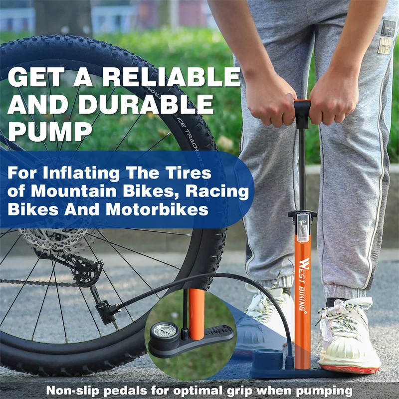WEST BIKING Motorcycle Air Pump with Gauge Schrader Presta 160PSI High Pressure Cycling Pump Air Inflator Motorbike Accessories
WEST BIKING Motorcycle Air Pump with Gauge Schrader Presta 160PSI High Pressure Cycling Pump Air Inflator Motorbike Accessories