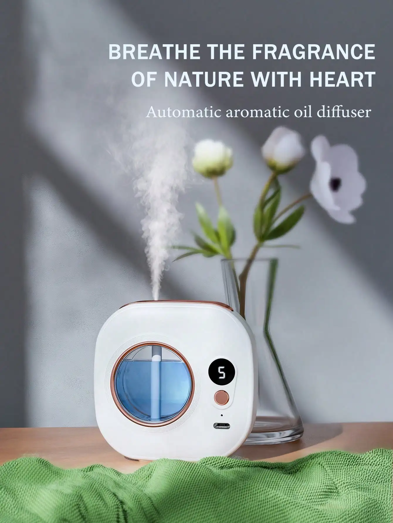 USB Full-Automatic Spray Aromatherapy Machine, Wall Mounted Household Aromatic Essential Oil Diffuser, With Cold Fog And Digital Display, Small Electric Air Freshener, Hotel Perfume Spray, Aromatherapy Spray, White/Rechargeable/5 Working Modes, Lasting An
USB Full-Automatic Spray Aromatherapy Machine, Wall Mounted Household Aromatic Essential Oil Diffuser, With Cold Fog And Digital Display, Small Electric Air Freshener, Hotel Perfume Spray, Aromatherapy Spray, White/Rechargeable/5 Working Modes, Lasting An