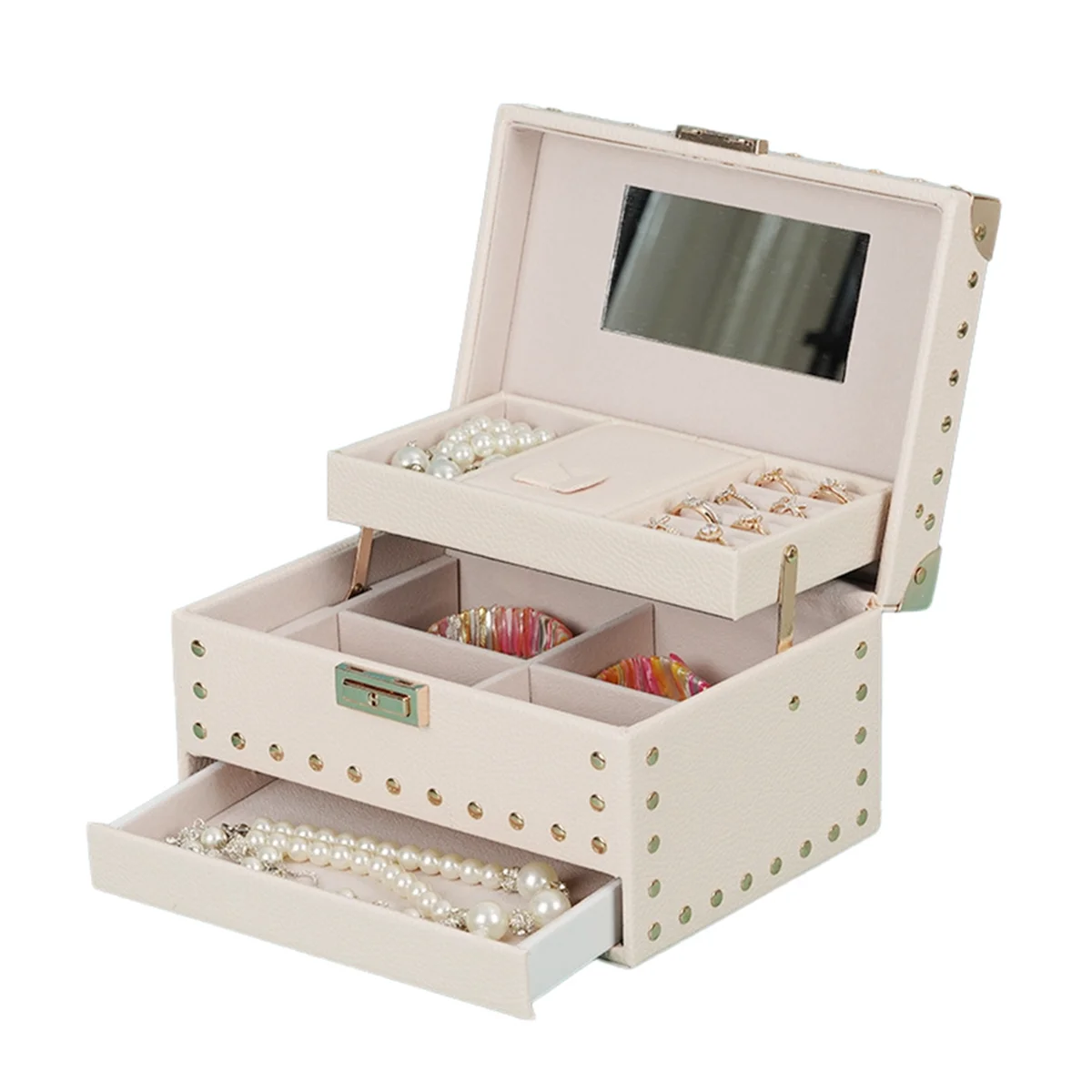 New 3-Layer Jewelry Box with Lock Pu Leather Earring Box Ring Jewelry Box Jewelry Display Box Jewelry Box
New 3-Layer Jewelry Box with Lock Pu Leather Earring Box Ring Jewelry Box Jewelry Display Box Jewelry Box