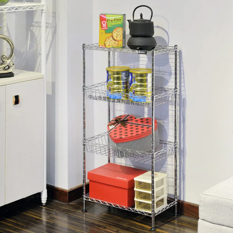 Dining room floor-to-ceiling storage rack, wire mesh, chrome-plated four-layer kitchen rack, mesh basket rack
Dining room floor-to-ceiling storage rack, wire mesh, chrome-plated four-layer kitchen rack, mesh basket rack