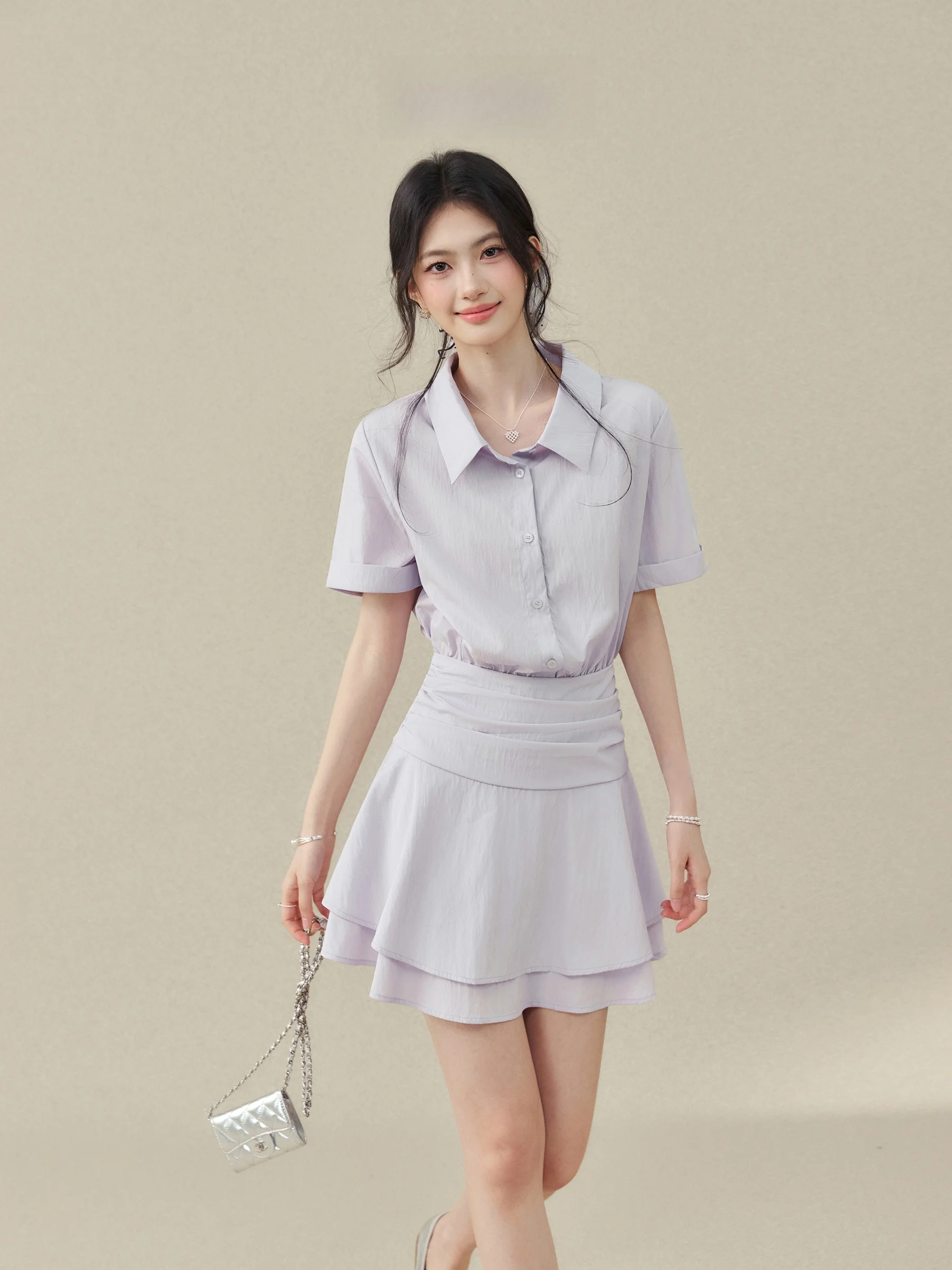 Purple Collar Short Sleeve Shirt Dress for plus Size Women Casual Style A-Line Skirt Spring Summer Fashion City Commute
Purple Collar Short Sleeve Shirt Dress for plus Size Women Casual Style A-Line Skirt Spring Summer Fashion City Commute