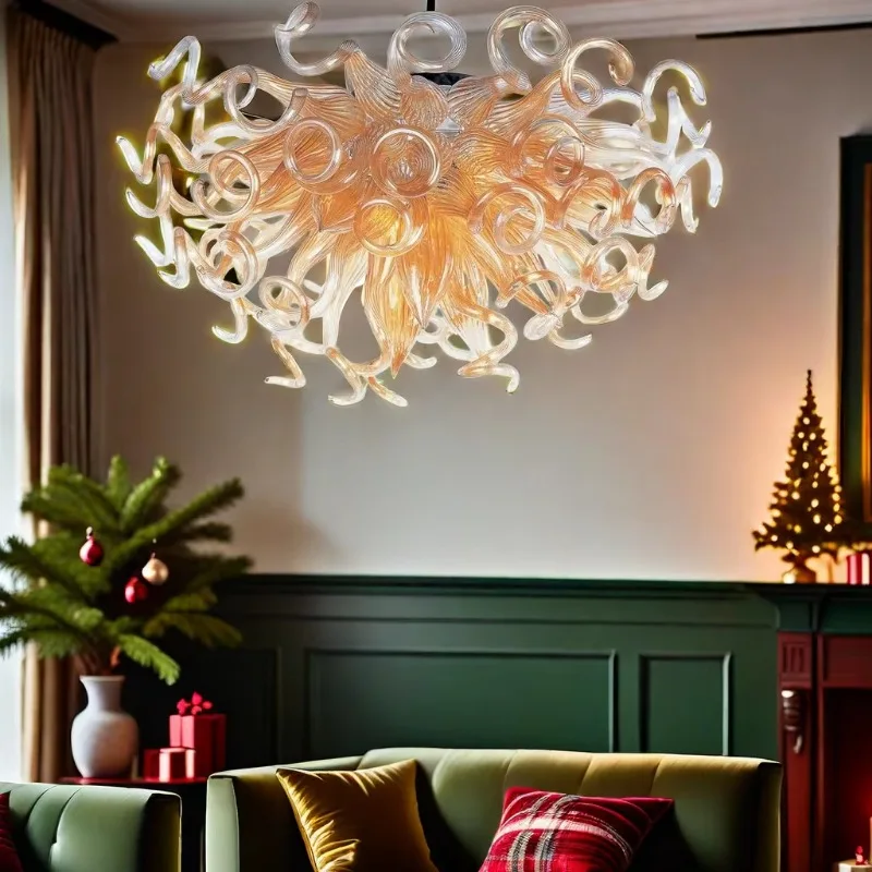 Modern Nordic large decorative ceiling blown transparent amber glass chandelier handmade decoration
Modern Nordic large decorative ceiling blown transparent amber glass chandelier handmade decoration