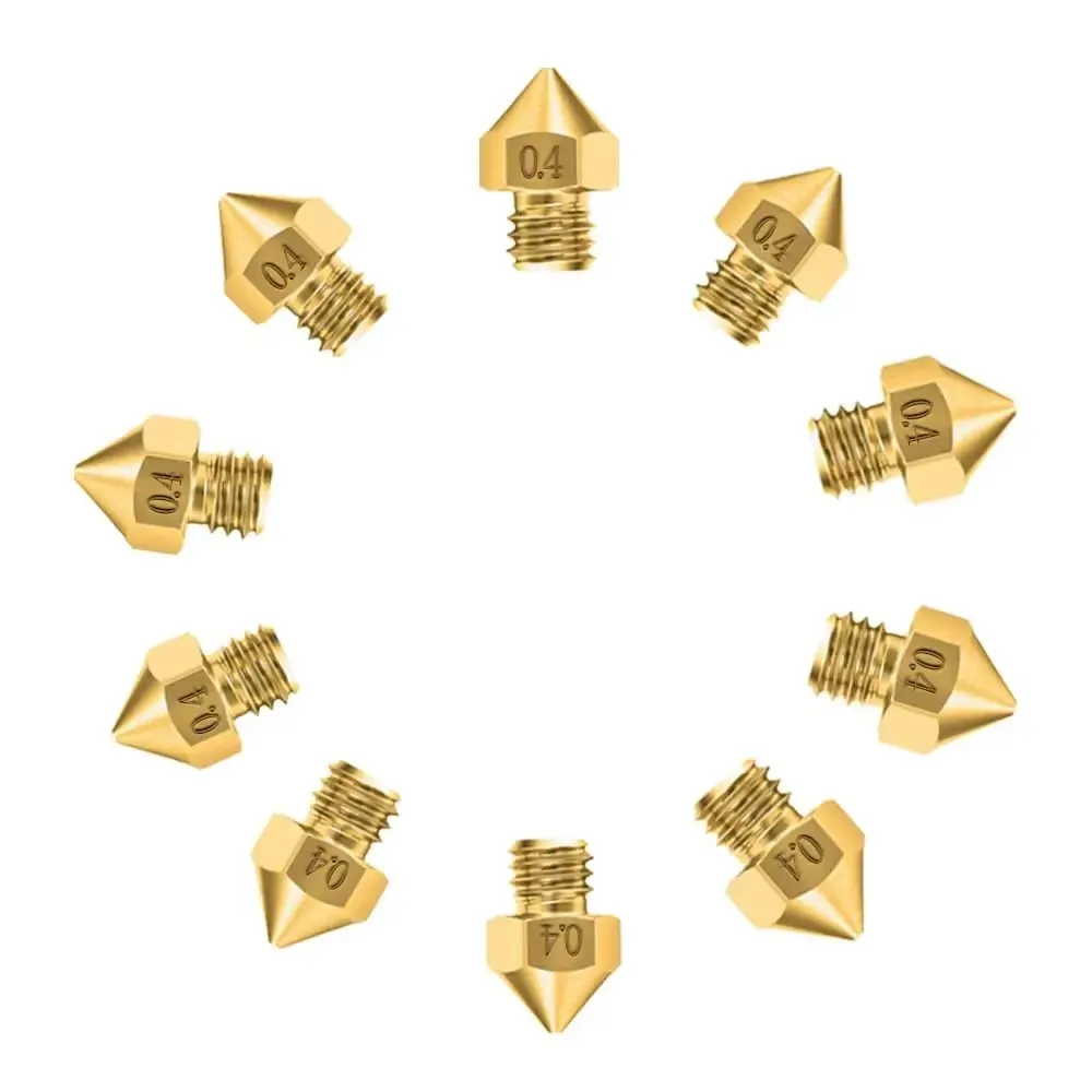 10Pcs MK8 Brass Nozzle 0.4mm Extruder Head Nozzles for Ender-3 Series 1.75mm Filament 3D Printer Parts
10Pcs MK8 Brass Nozzle 0.4mm Extruder Head Nozzles for Ender-3 Series 1.75mm Filament 3D Printer Parts