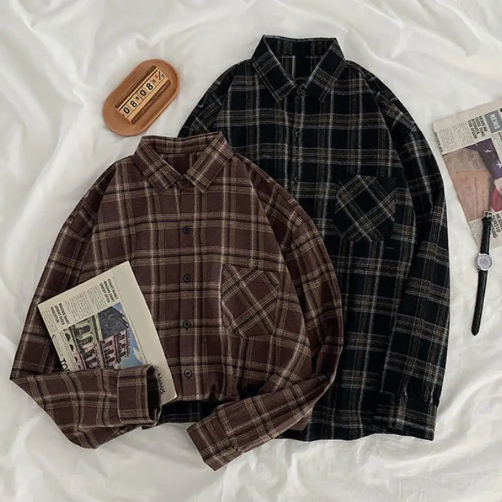 2025 Vintage Plaid Shirts Women Autumn Long Sleeve Button Up Shirt Korean Fashion Casual Fall Outwear Tops Blouse Loose Shirt
2025 Vintage Plaid Shirts Women Autumn Long Sleeve Button Up Shirt Korean Fashion Casual Fall Outwear Tops Blouse Loose Shirt