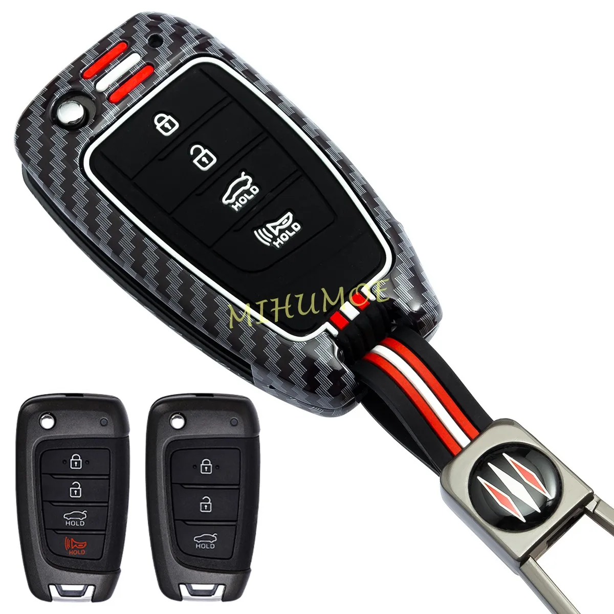 For Hyundai Tucson Sonata Venue Accent Santa Fe Kona Elantra SE Metal Carbon Fiber Car Flip Key Fob Case Cover Chain 3 4 Buttons
For Hyundai Tucson Sonata Venue Accent Santa Fe Kona Elantra SE Metal Carbon Fiber Car Flip Key Fob Case Cover Chain 3 4 Buttons