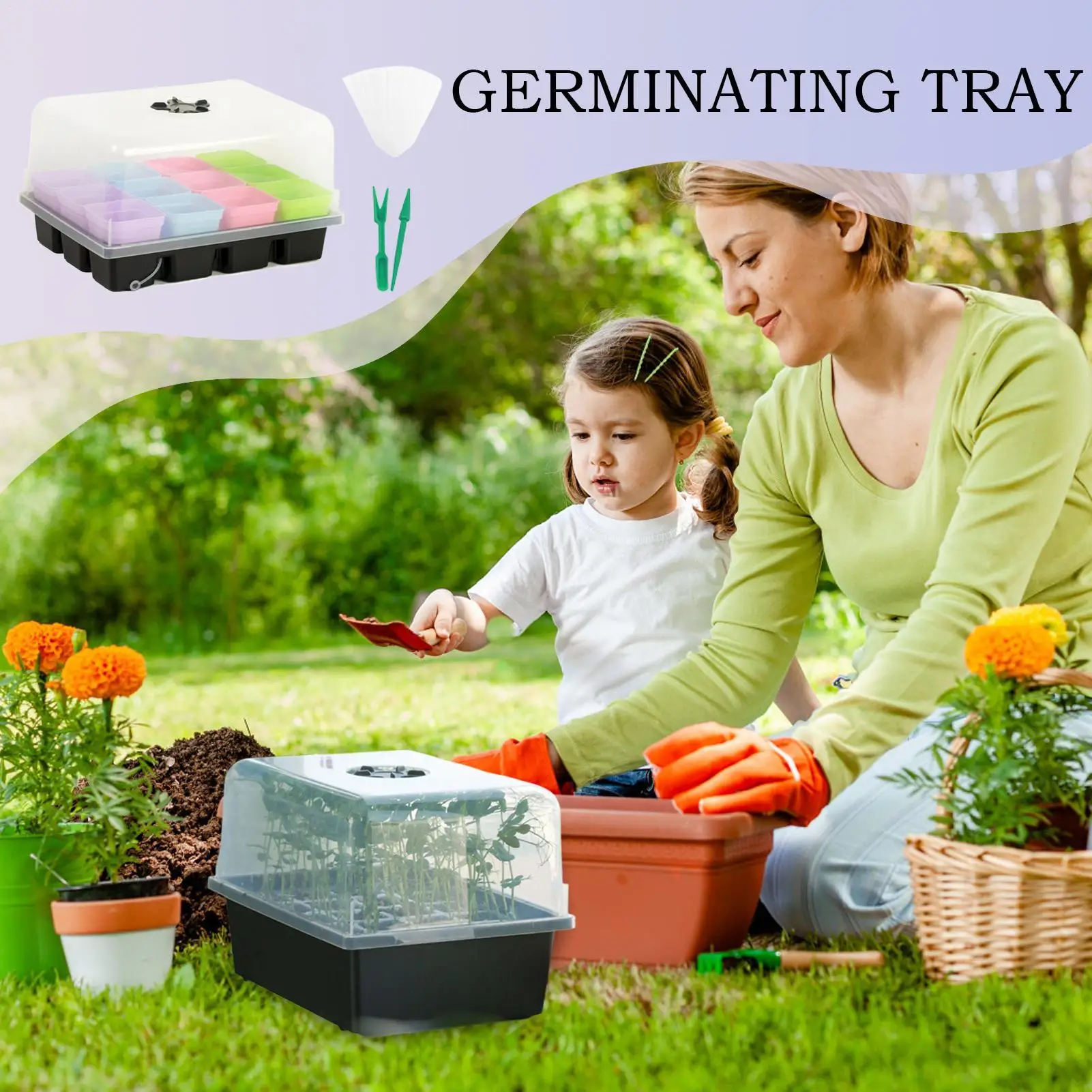 Planting Trays For Seedlings Reusable Seedling Starter Kit With Adjustable Humidity Dome Germination Starter Gardening Supplies
Planting Trays For Seedlings Reusable Seedling Starter Kit With Adjustable Humidity Dome Germination Starter Gardening Supplies