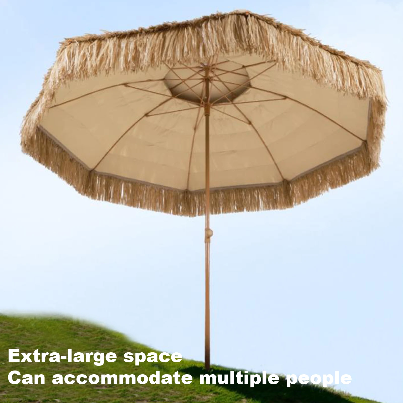 9ft Outdoor Thatched Tiki Umbrella with 8 Ribs Uv Protection Thatched Beach Umbrella for Garden Courtyard Lawn
9ft Outdoor Thatched Tiki Umbrella with 8 Ribs Uv Protection Thatched Beach Umbrella for Garden Courtyard Lawn