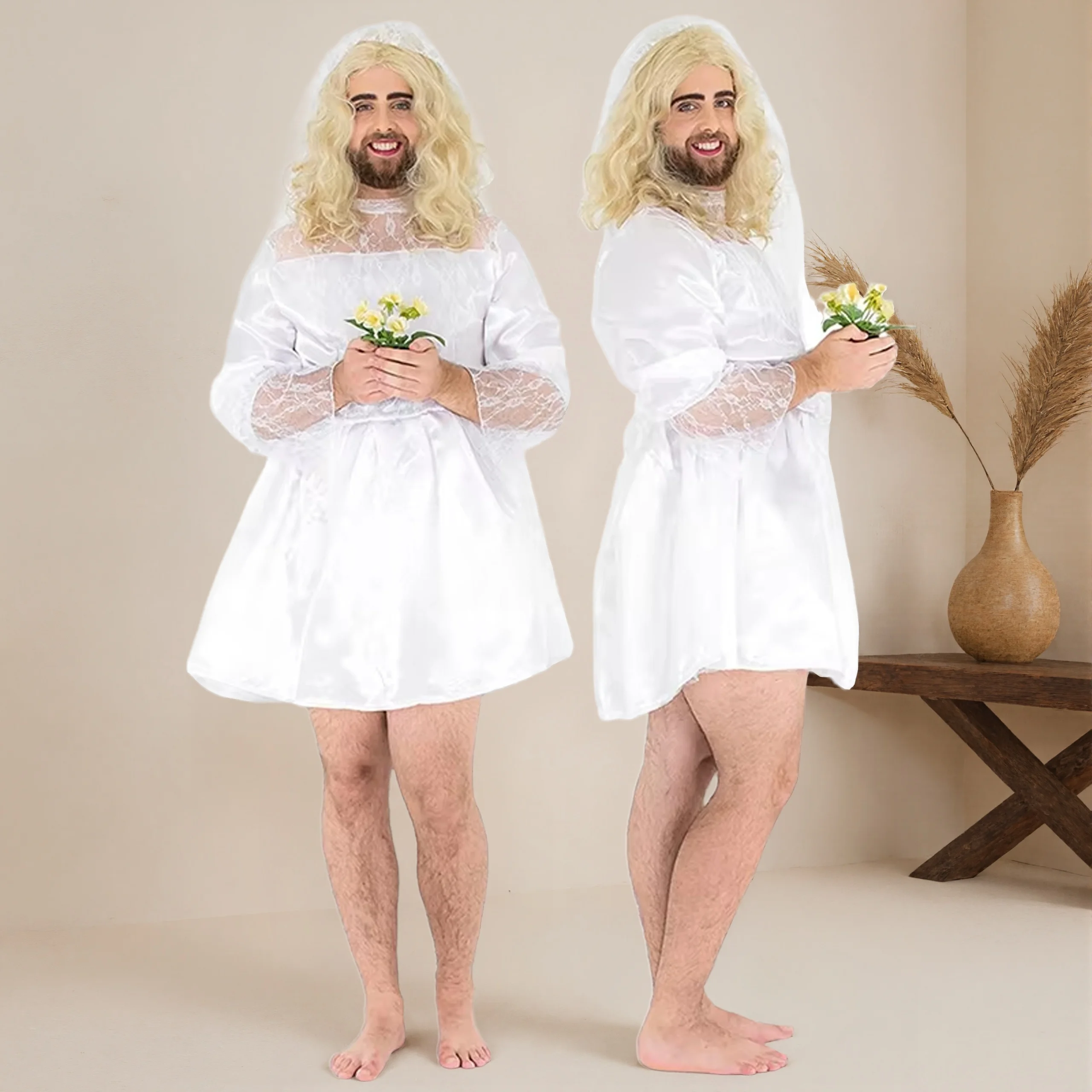Male Runaway Bride Halloween Dress Up Mens Adult Funny Wedding Brides Stag Party Performance Costume Fancy Dresses
Male Runaway Bride Halloween Dress Up Mens Adult Funny Wedding Brides Stag Party Performance Costume Fancy Dresses