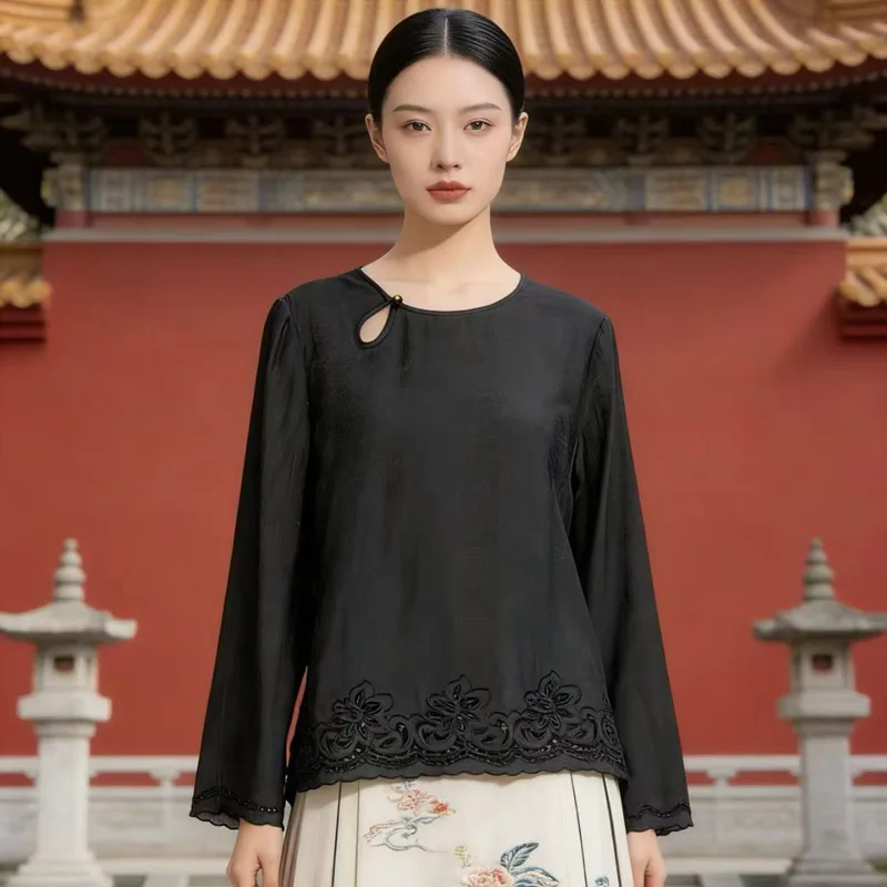Women Blouse Spring Summer Embroidery Blouse New Chinese Style Women's Flowers Loose Black Yellow Pink Top S-XXL
Women Blouse Spring Summer Embroidery Blouse New Chinese Style Women's Flowers Loose Black Yellow Pink Top S-XXL
