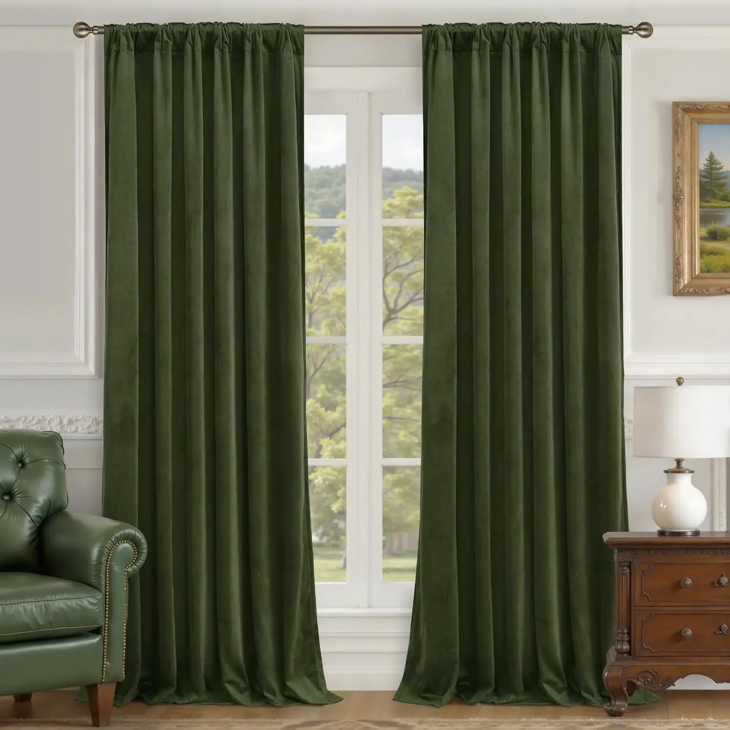 Olive Green Velvet Curtains 84 Inch for Living Room, Luxury Thermal Insulated Blackout Curtains Room Darkening Back Tab
Olive Green Velvet Curtains 84 Inch for Living Room, Luxury Thermal Insulated Blackout Curtains Room Darkening Back Tab