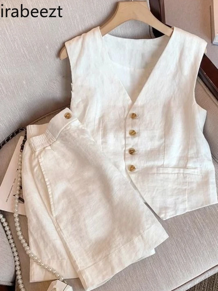 French Linen Sleeveless Vest Women 2025 Summer Luxury Quiet Luxury Waistcoat Slim Boho Chic Tops Chalecos Para Mujer
French Linen Sleeveless Vest Women 2025 Summer Luxury Quiet Luxury Waistcoat Slim Boho Chic Tops Chalecos Para Mujer