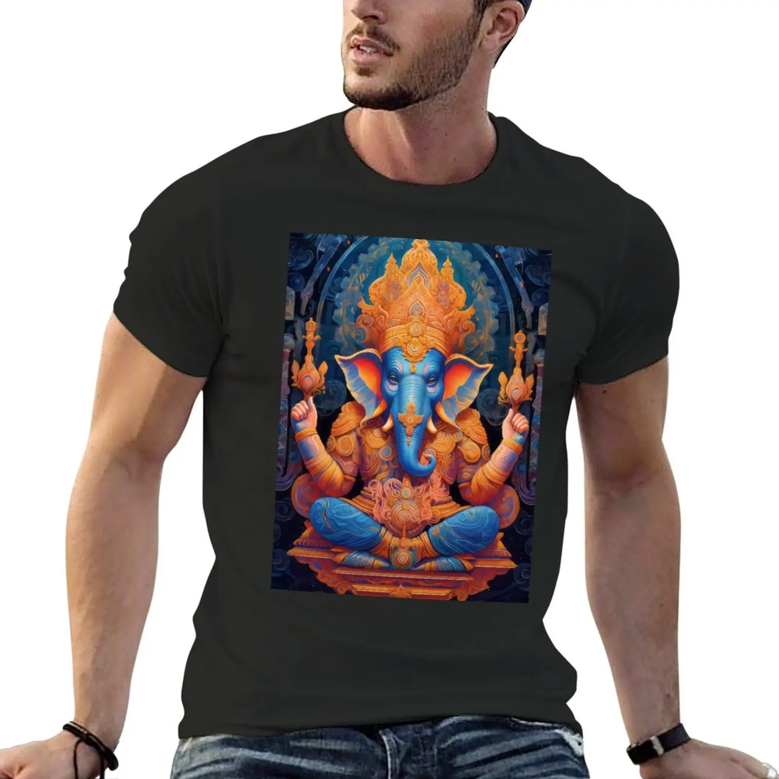 Divine Vigor: Geometric Digital Painting of Ganesh Art Print T-Shirt basketball graphic tees summer top plain black t shirts men
Divine Vigor: Geometric Digital Painting of Ganesh Art Print T-Shirt basketball graphic tees summer top plain black t shirts men