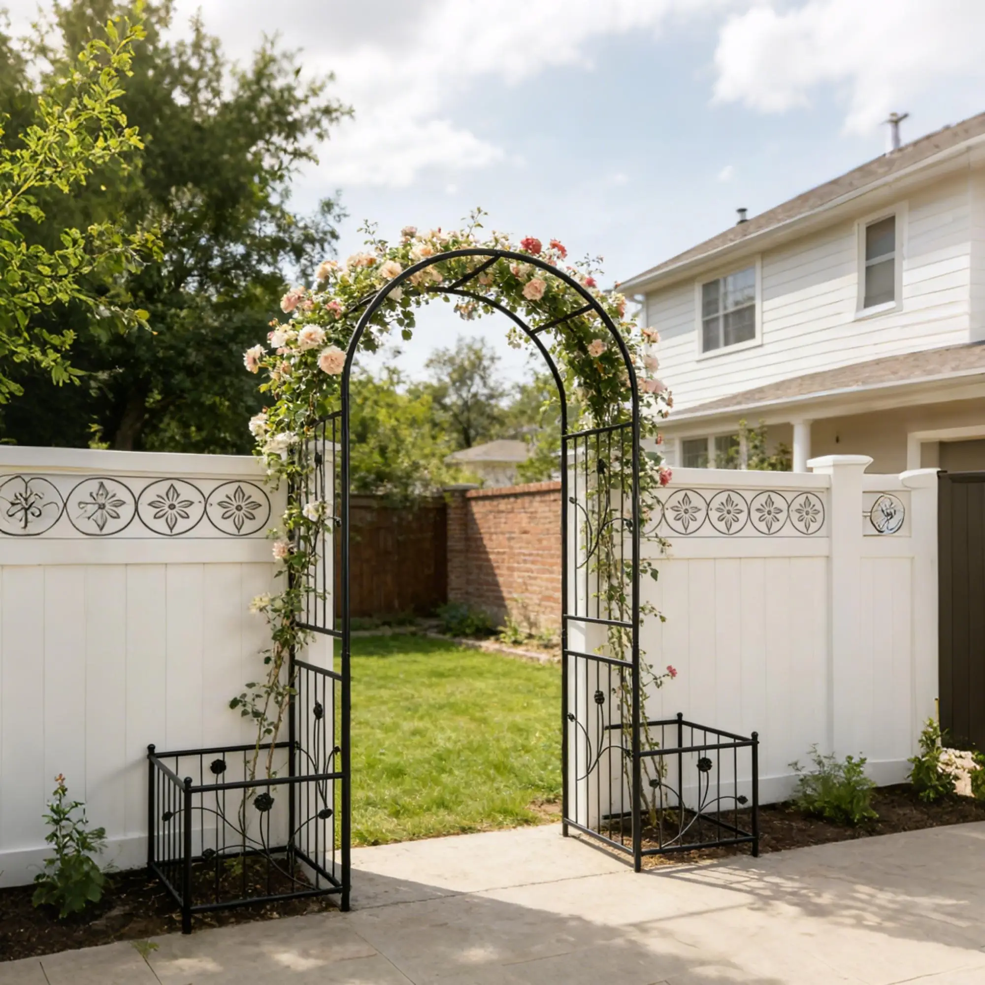 Galvanized Metal Garden Arch 79.5x86.6in with 2 Plant Stands for Climbing Plants Outdoor Black
Galvanized Metal Garden Arch 79.5x86.6in with 2 Plant Stands for Climbing Plants Outdoor Black