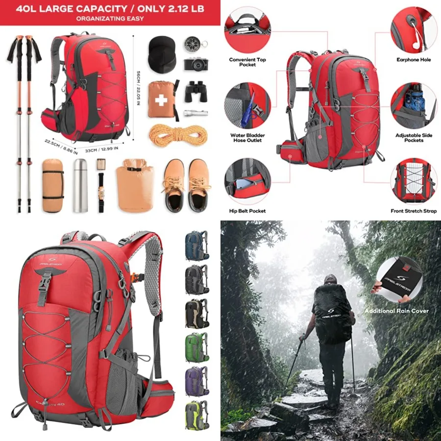 Maelstrom Hiking Backpack, Camping Backpack, Waterproof Hiking Daypack with Rain Cover, Lightweight Travel Backpack, Red
Maelstrom Hiking Backpack, Camping Backpack, Waterproof Hiking Daypack with Rain Cover, Lightweight Travel Backpack, Red