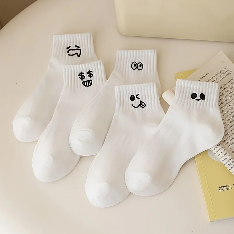 5 Pairs Cute Embroidered Crew Socks , Funny Expression White Cotton Socks, Breathable Casual Mid-Calf Socks, Ins Trendy
5 Pairs Cute Embroidered Crew Socks , Funny Expression White Cotton Socks, Breathable Casual Mid-Calf Socks, Ins Trendy
