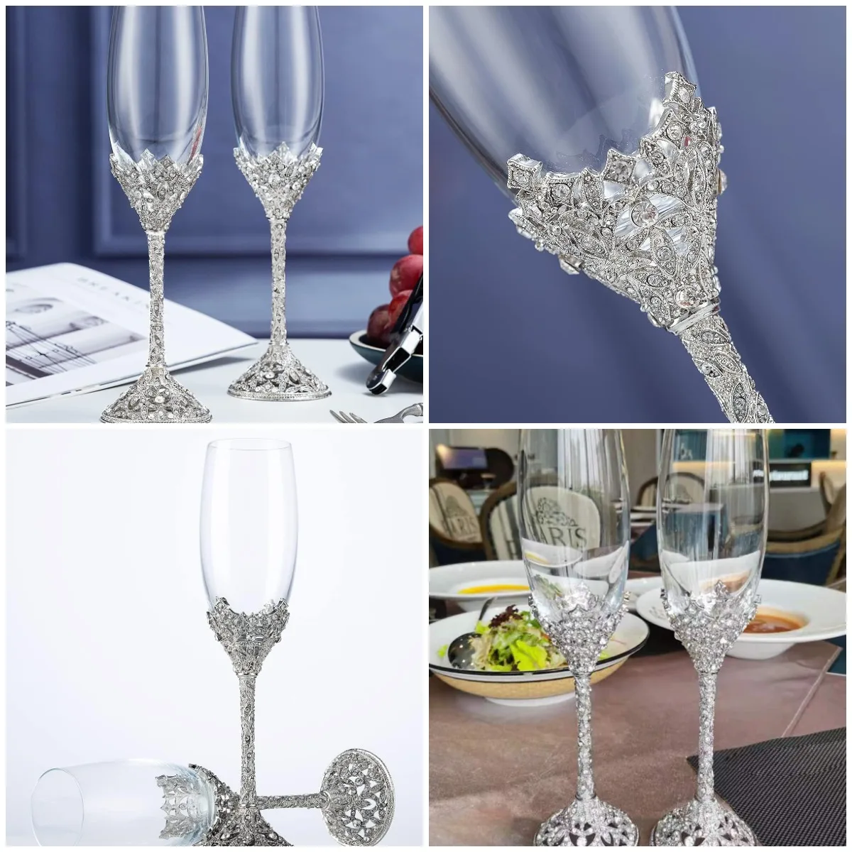 Набор из 2 флейтков для шампанского с хрустальной основой, серебро — свадебный подарок для невесты и жениха
Набор из 2 флейтков для шампанского с хрустальной основой, серебро — свадебный подарок для невесты и жениха