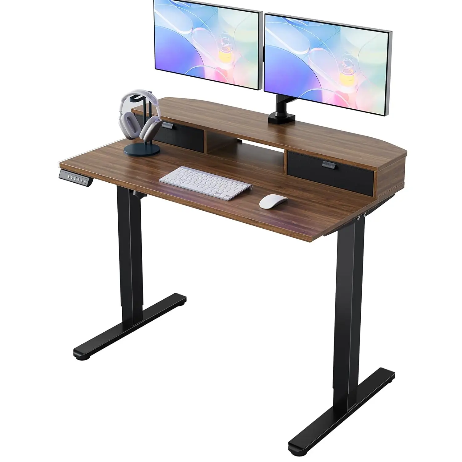 40x24 Electric Height Adjustable Desk with 2 Drawers & 4 Memory Settings, Home Office, Walnut, Customized
40x24 Electric Height Adjustable Desk with 2 Drawers & 4 Memory Settings, Home Office, Walnut, Customized