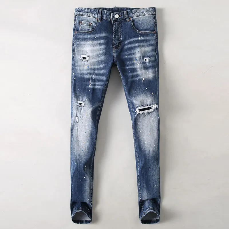 High Street Fashion Men Jeans Retro Washed Blue Stretch Slim Fit Ripped Jeans Men Painted Designer Vintage Denim Pants Hombre
High Street Fashion Men Jeans Retro Washed Blue Stretch Slim Fit Ripped Jeans Men Painted Designer Vintage Denim Pants Hombre