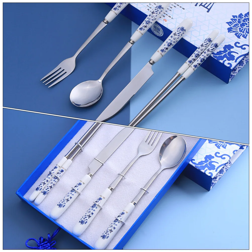 Blue and White Porcelain Tableware Set Easy to Clean Cutlery Restaurant Dinnerware Portable Home Stainless Steel Flatware
Blue and White Porcelain Tableware Set Easy to Clean Cutlery Restaurant Dinnerware Portable Home Stainless Steel Flatware