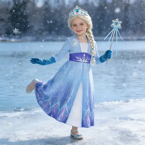 Elsa-Kleider für Mädchen, Kostüm 2026, Kinder, ausgefallenes Cosplay, Karneval, Prinzessinnenkleider, Kindergeburtstag, Partykleider, Outfits, 2–10 Jahre