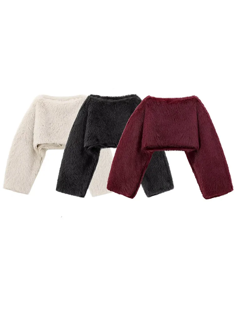 Autumn and winter new fashion high-end all-match artificial fur effect sweater short cape jacket for women
Autumn and winter new fashion high-end all-match artificial fur effect sweater short cape jacket for women