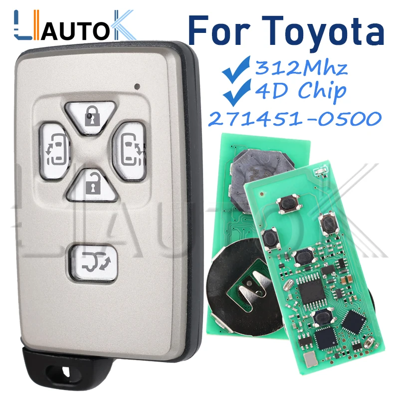 LIAUTOK Car Smart Keys 5 buttons for Toyota Estima Alphard Vellfire FSK 312MHz Board 271451-0500 4D Chip Auto Remote Key
LIAUTOK Car Smart Keys 5 buttons for Toyota Estima Alphard Vellfire FSK 312MHz Board 271451-0500 4D Chip Auto Remote Key