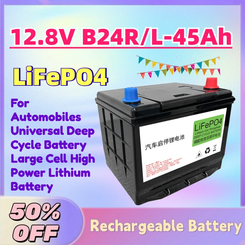 New 12.8V B24R/L-45Ah LiFePO4 Battery Packs for Automobiles Universal Deep Cycle Battery Large Cell High Power Lithium Battery
New 12.8V B24R/L-45Ah LiFePO4 Battery Packs for Automobiles Universal Deep Cycle Battery Large Cell High Power Lithium Battery