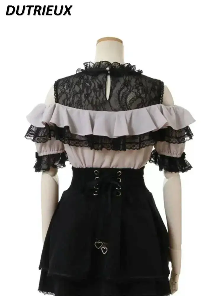 Милые милые топы с короткими рукавами для девочек, японский стиль, Mine Mass-Produced, лето 2022, Kawaii, утягивающая кружевная рубашка с открытыми плечами
Милые милые топы с короткими рукавами для девочек, японский стиль, Mine Mass-Produced, лето 2022, Kawaii, утягивающая кружевная рубашка с открытыми плечами