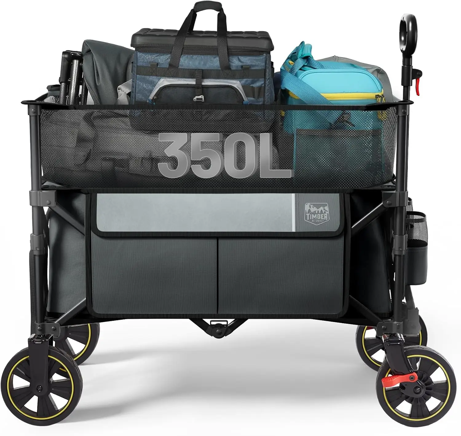 350L Extra Large Collapsible Wagon Cart with Brake, Heavy Duty Outdoor Utility Cart, Adjustable Handle, Cup Holders, Side Bag
350L Extra Large Collapsible Wagon Cart with Brake, Heavy Duty Outdoor Utility Cart, Adjustable Handle, Cup Holders, Side Bag