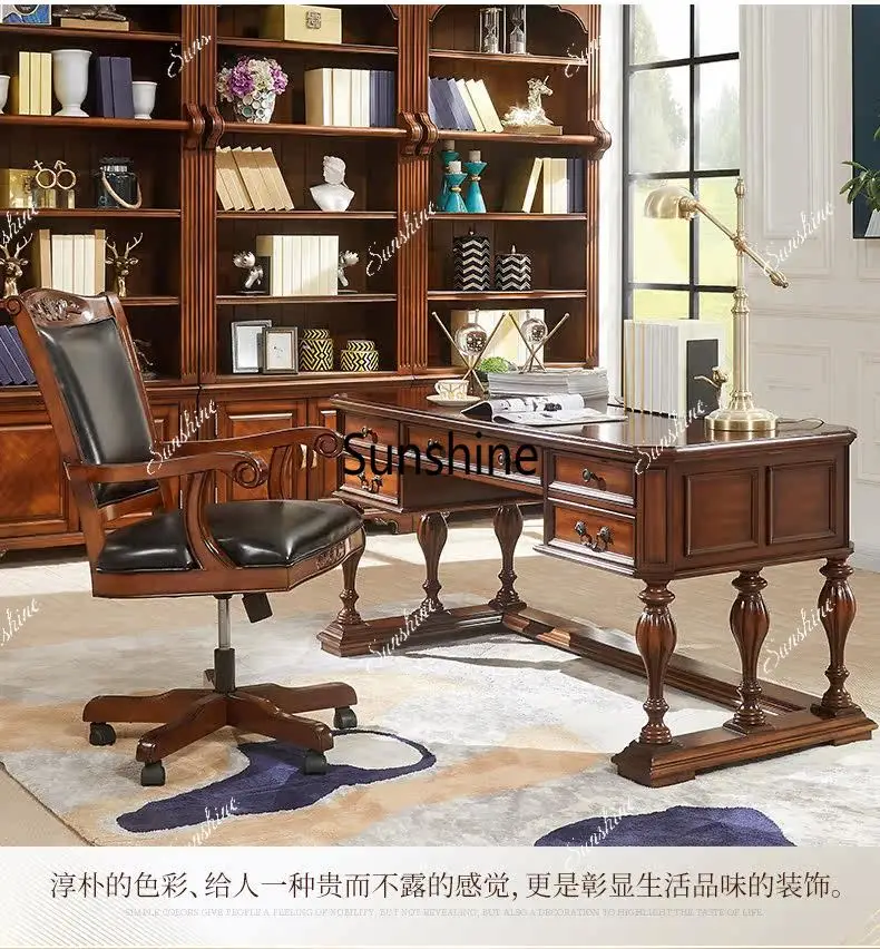 American solid wood antique calligraphy table writing desk furniture set combination
American solid wood antique calligraphy table writing desk furniture set combination