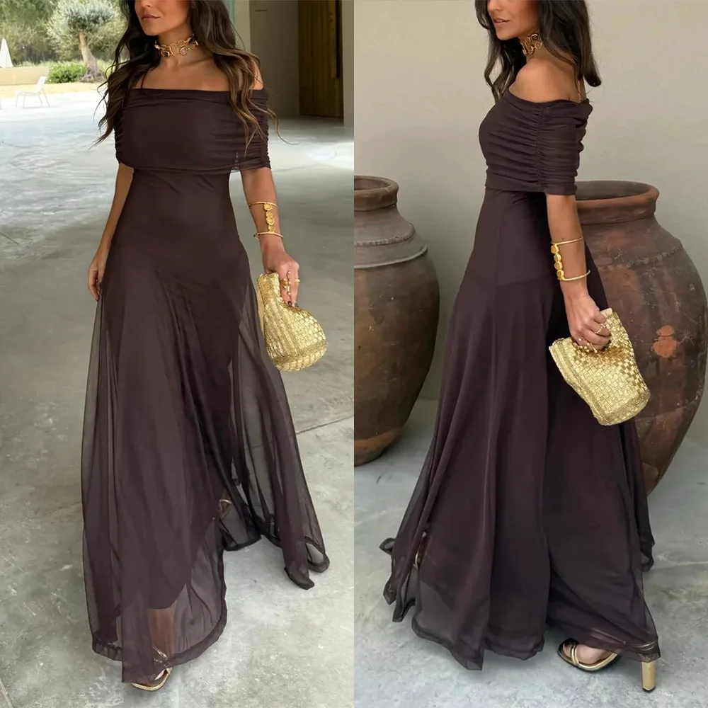 Customized Strapless Brown Tulle Long Dresses Off Shoulder Floor Length Evening Gowns Luxury Dress Vestidos De Luxo Para Festa
Customized Strapless Brown Tulle Long Dresses Off Shoulder Floor Length Evening Gowns Luxury Dress Vestidos De Luxo Para Festa