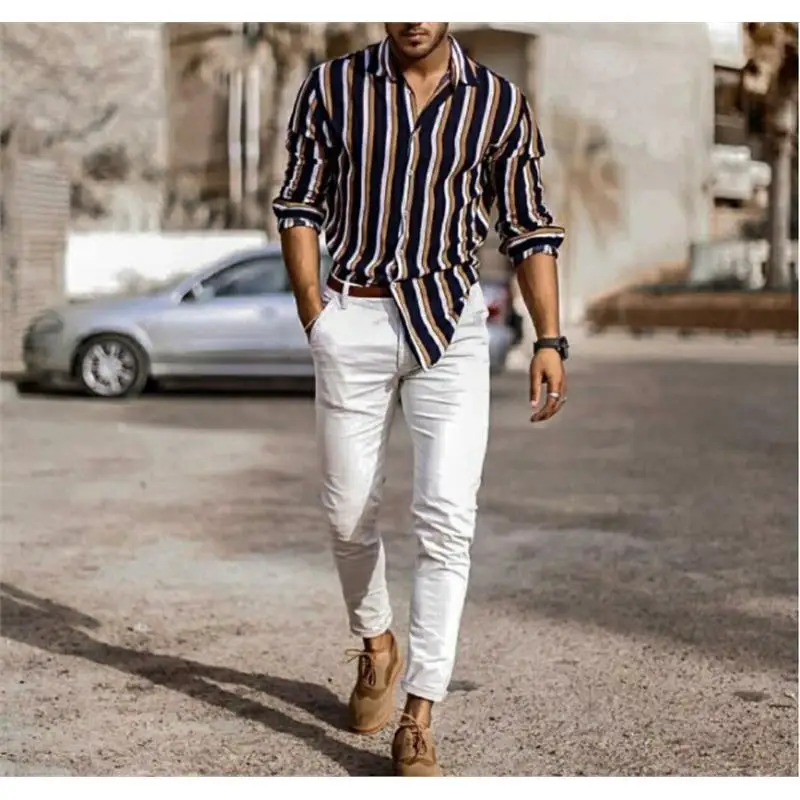 Men's Casual Shirt Long Sleeve Striped Lapel Thickened Fleece Autumn Season Loose Fit Other Occasions Chinese Brand
Men's Casual Shirt Long Sleeve Striped Lapel Thickened Fleece Autumn Season Loose Fit Other Occasions Chinese Brand