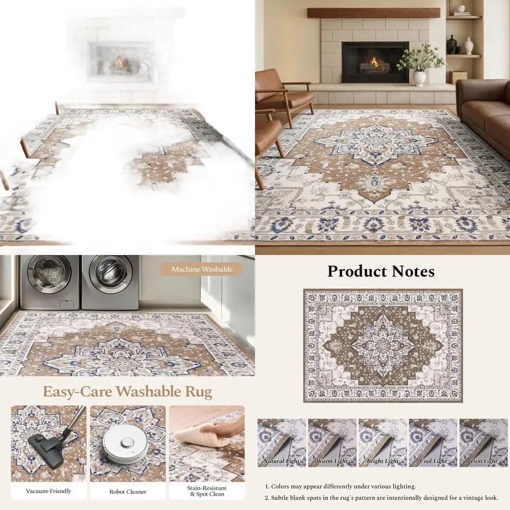 Vintage Floral Area Rug, 8x10, Washable Low Pile with Non-Slip Backing, Suitable for Living Room, Bedroom, and Dining Room, Brow
Vintage Floral Area Rug, 8x10, Washable Low Pile with Non-Slip Backing, Suitable for Living Room, Bedroom, and Dining Room, Brow