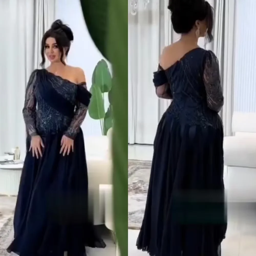 Customized A-Line Prom Dresses Ankle-Length One-Shoulder Full Sleeve Evening Gown Fashion Lace Simple Draped Party Gown
Customized A-Line Prom Dresses Ankle-Length One-Shoulder Full Sleeve Evening Gown Fashion Lace Simple Draped Party Gown
